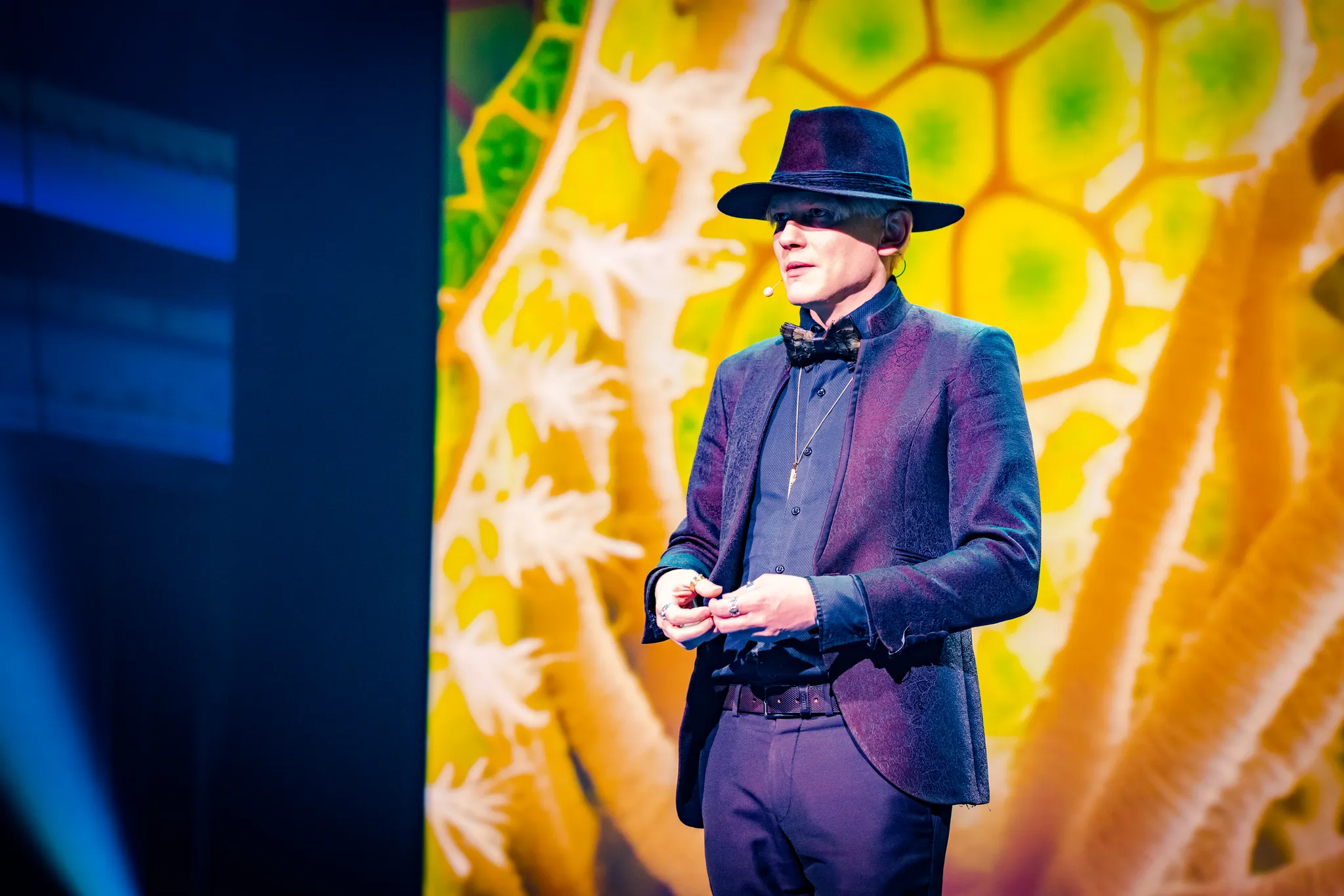 Teemu Arina on stage at Biohacker Summit 2023 in Amsterdam
